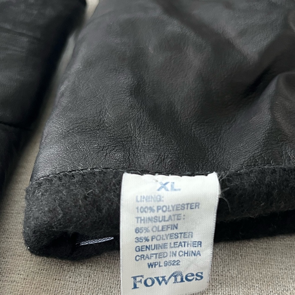 Fownes Women’s Black Leather Gloves XL Thinsulate Lined Winter Warm - Picture 3 of 4
